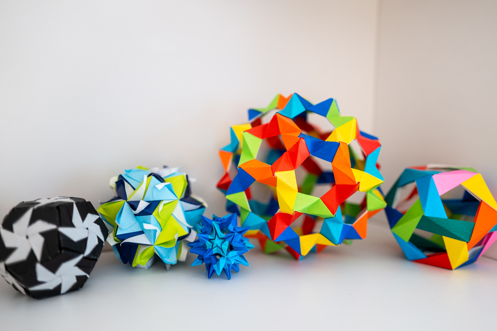 Colorful origami geometric shapes
