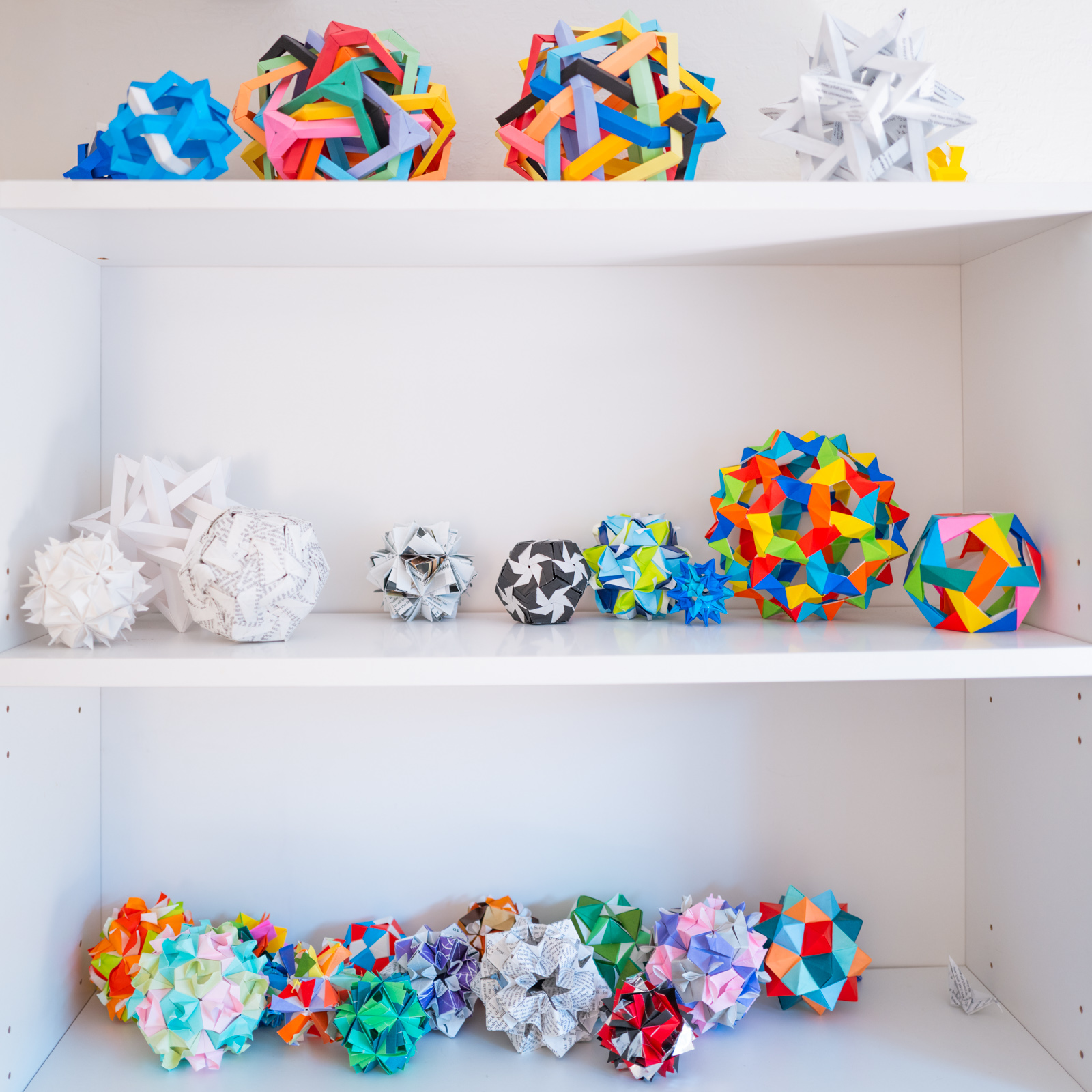 Red and pink origami kusudama ball